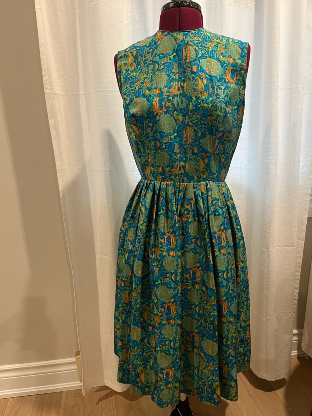 Vintage 1960s Simpsons-Sears Pure Silk Dress – Blue & Green Print